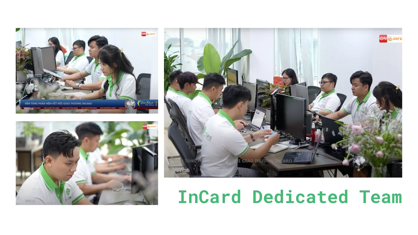 The InCard team working together in the office